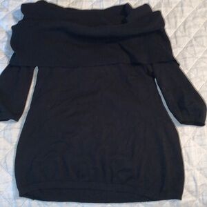 Silk blend off the shoulder top, black, S, Spiegel, short sleeves